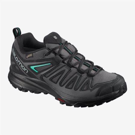 Salomon X CREST GTX W Womens Hiking Shoes Black UK AVGP